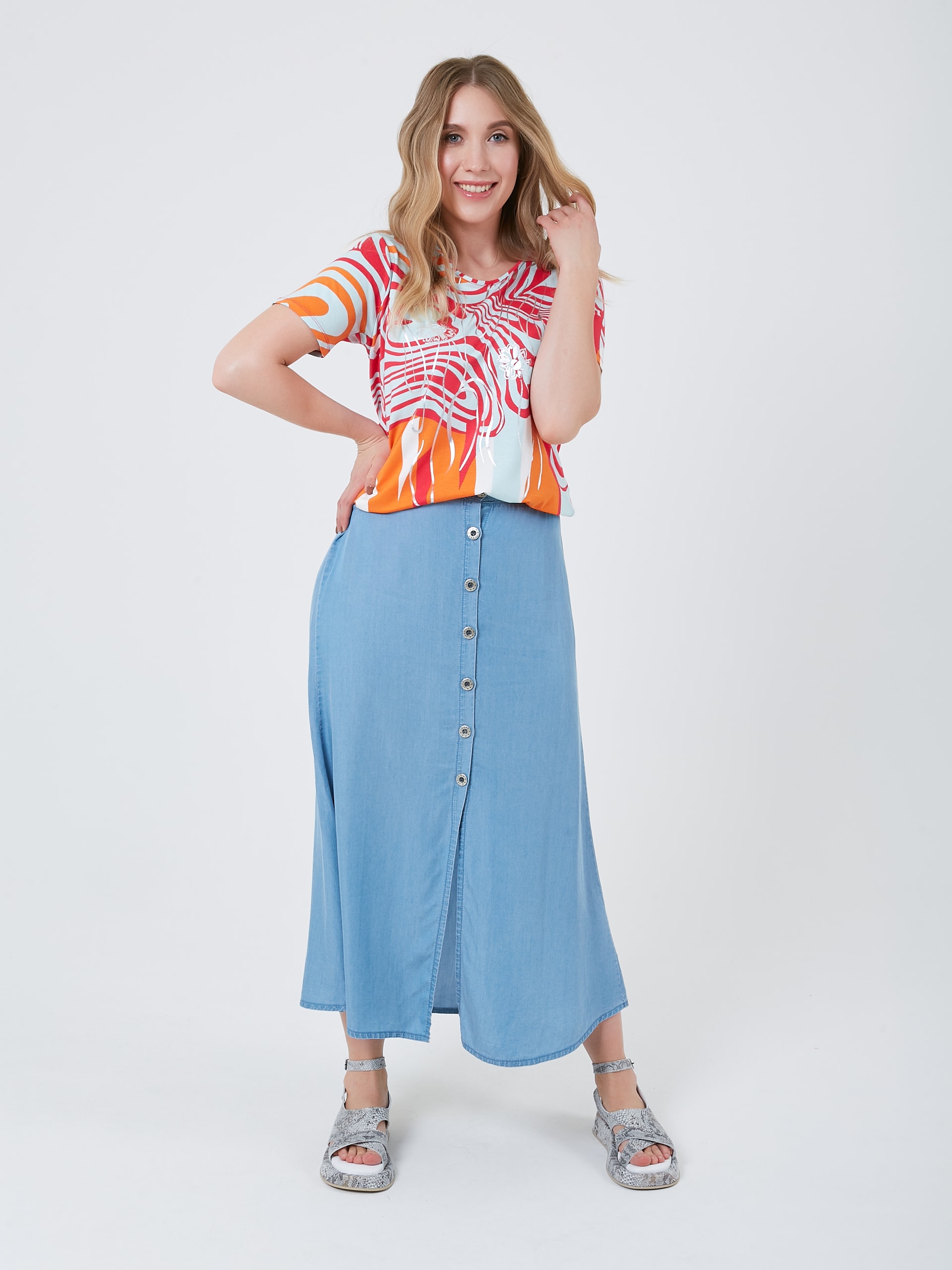 ФУТБОЛКА STERN с ярким абстрактным принтом летняя из коллекции Санторини