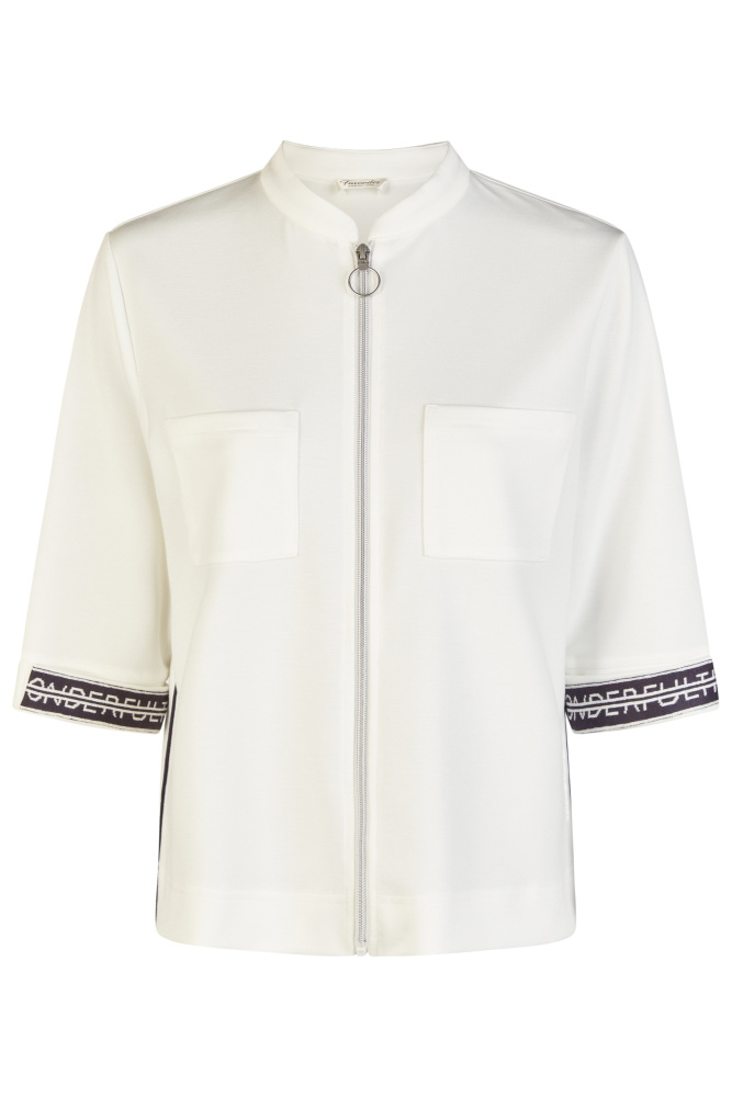 ДЖЕМПЕР LEBEK молочный жакет на молнии с рукавом 3/4 и накладными карманами